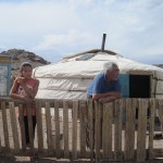 A father and daughter resettled by the Oyu Tolgoi mine in Mongolia